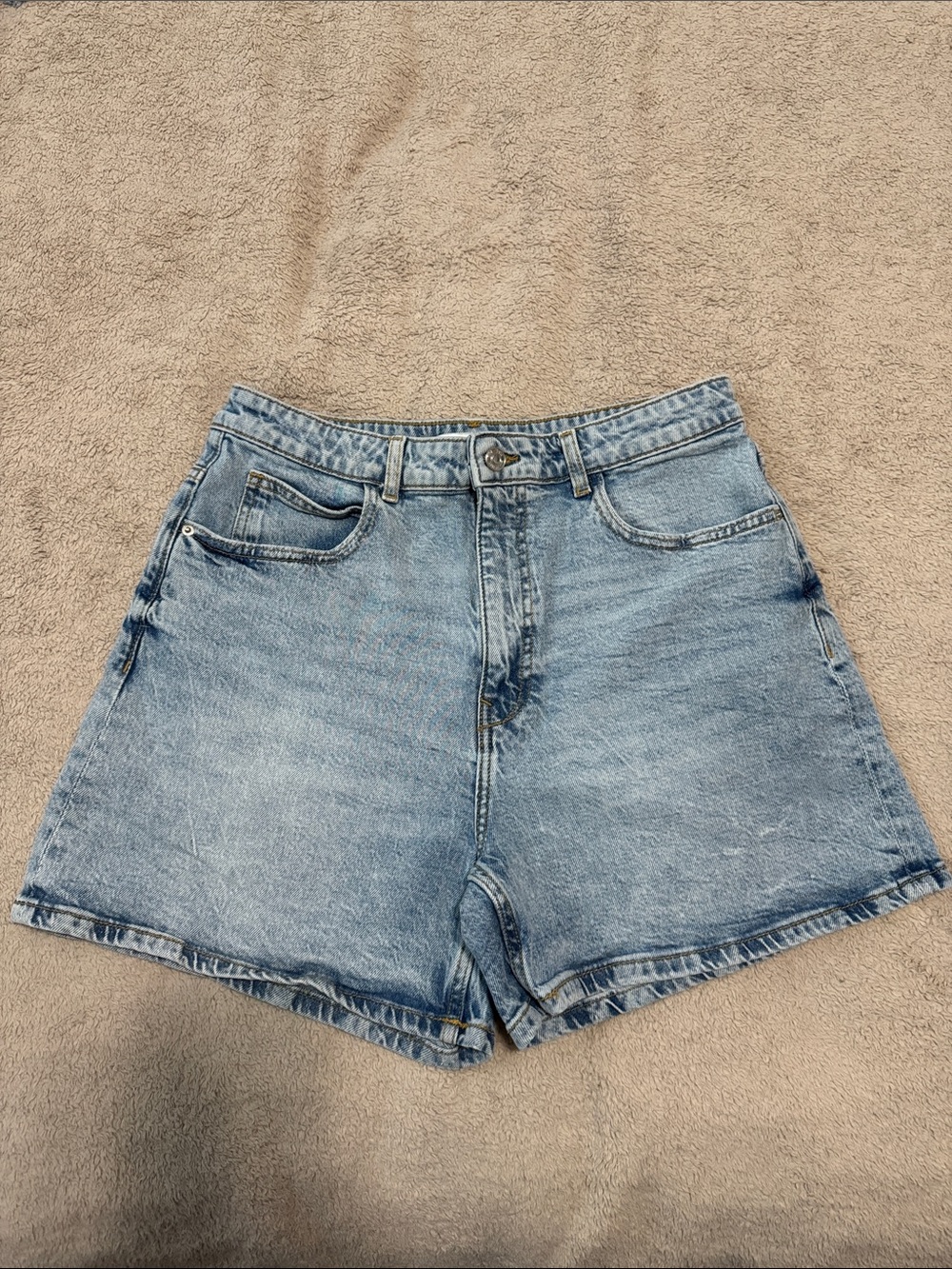 Zara Light Blue High-Waist Denim Shorts